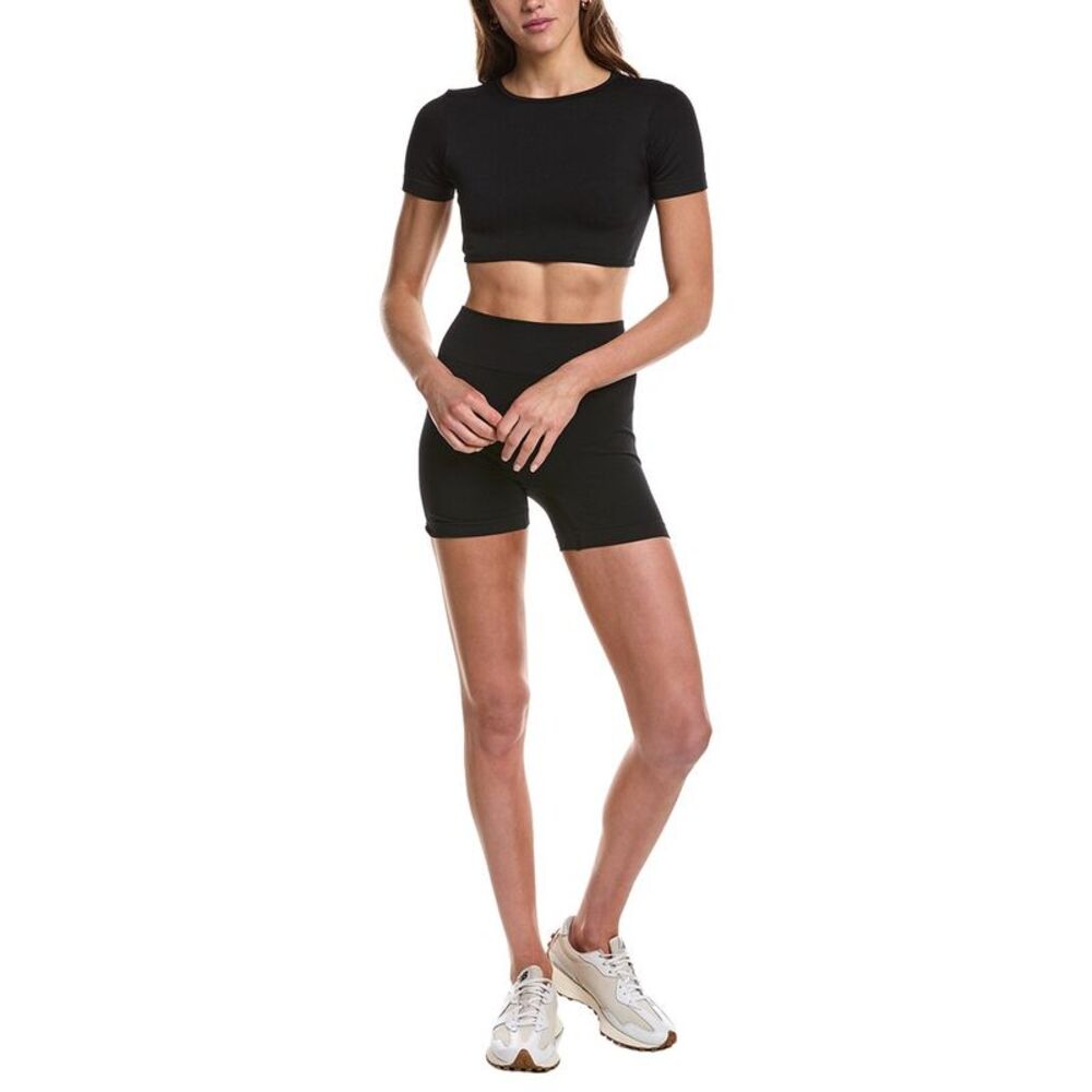 Marion Womens  4In 2Pc Open-Back Crop Top & Short Set, Black